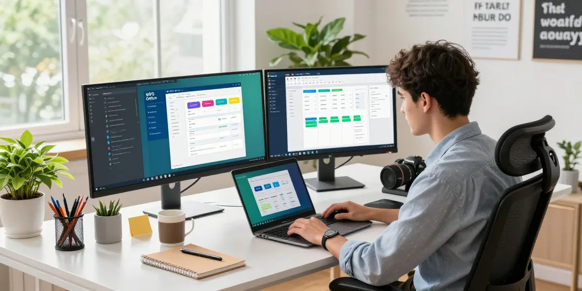 Download WPS Office on a modern desk with vibrant plants and productivity tools.