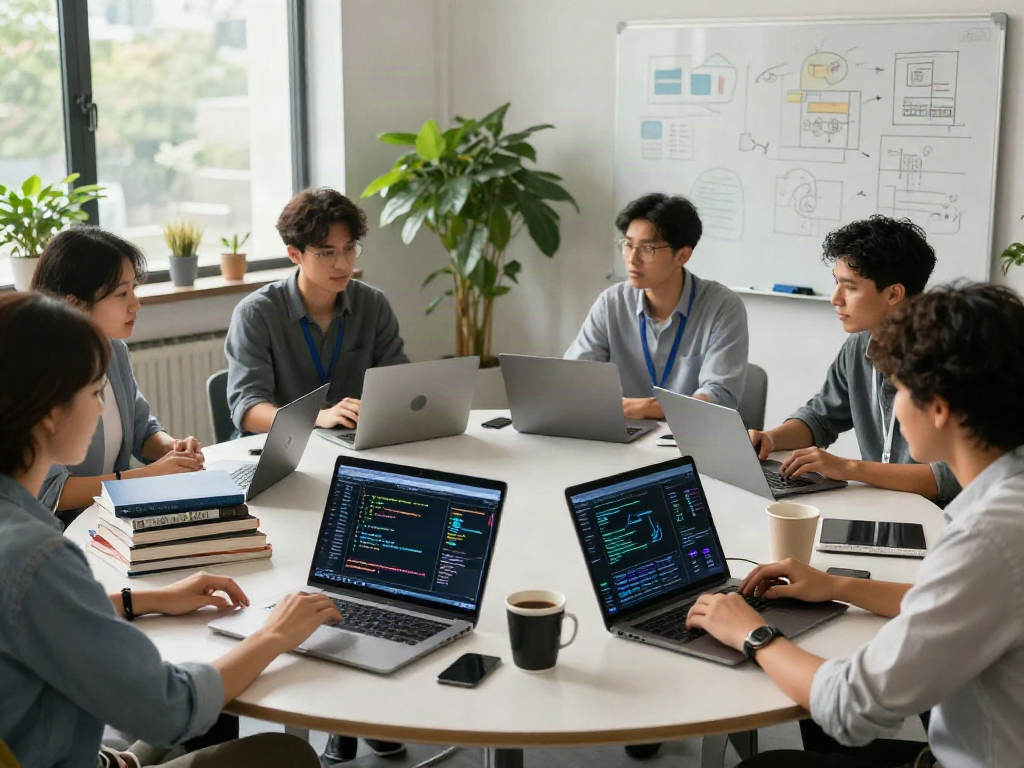 Dynamic workspace showing diverse professionals utilizing crush ai technology for collaborative data science projects.